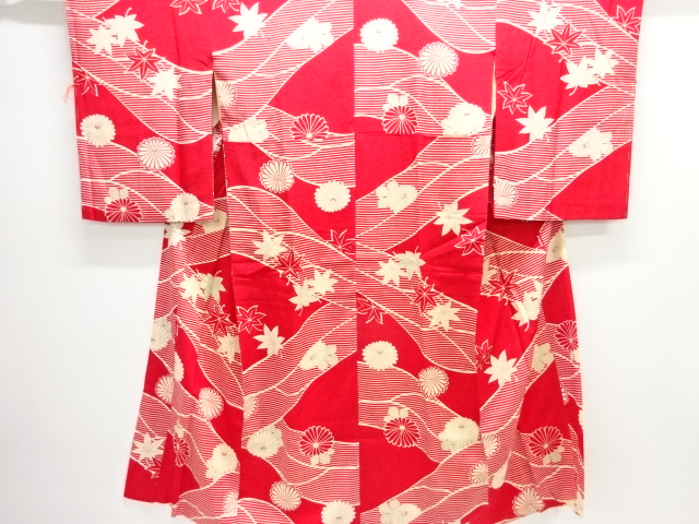 アンティーク　錦紗菊楓模様長襦袢